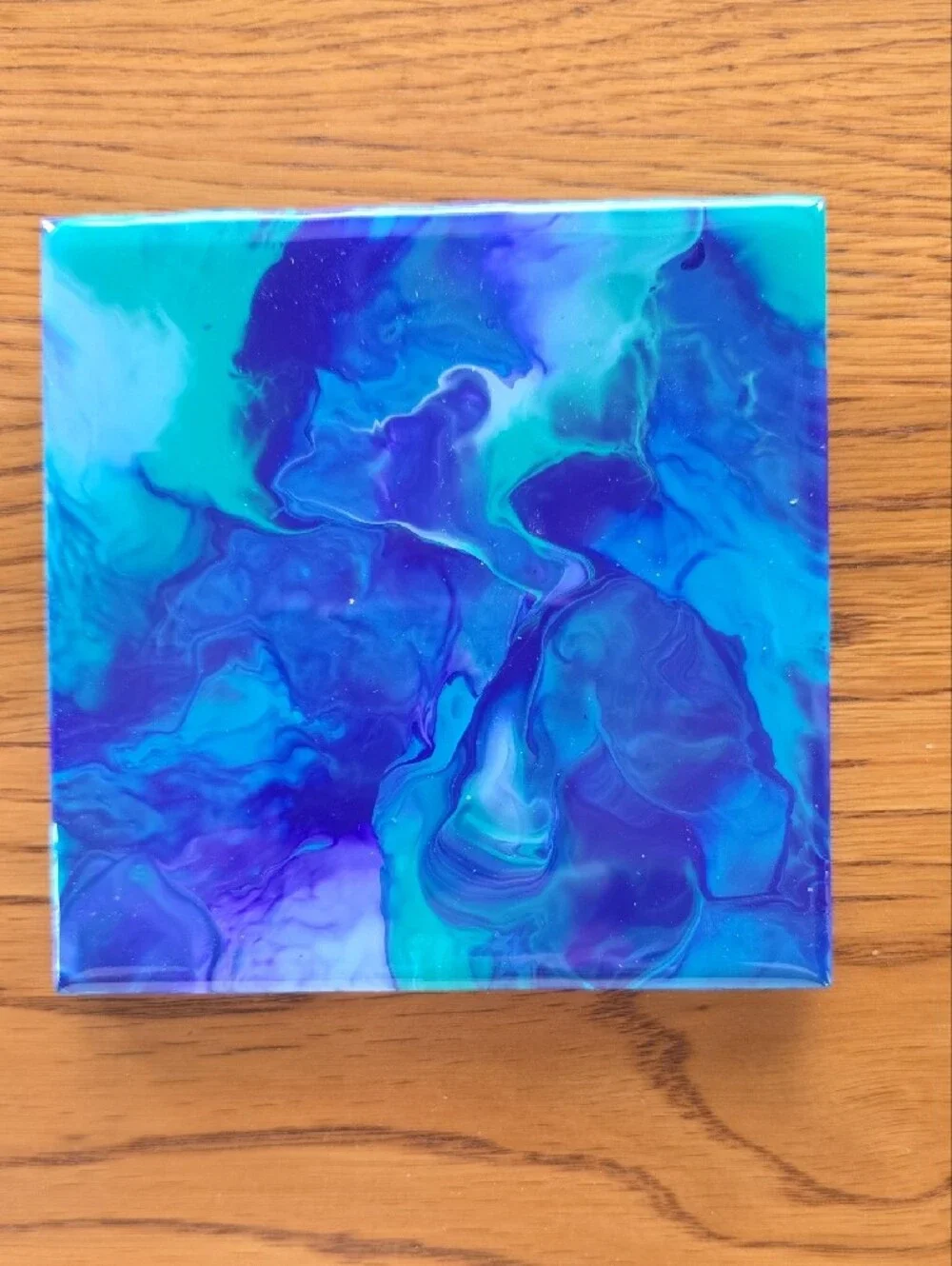 Hand Crafted Blue Teal Purple Abstract Coasters (Set of 4)